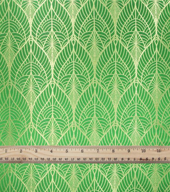 Yaya Han Cosplay Collection Green with Gold Satin Brocade Apparel Fabric, , hi-res, image 3