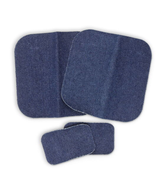 Dritz Denim Iron-On Patches, Assorted Sizes, 4 pc, Dark Blue, , hi-res, image 2