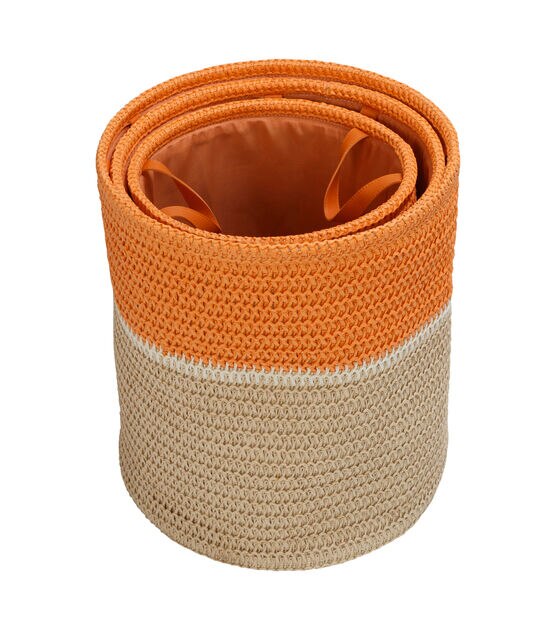 Honey Can Do 15" Beige & Orange Paper Straw Nesting Baskets 3ct, , hi-res, image 8