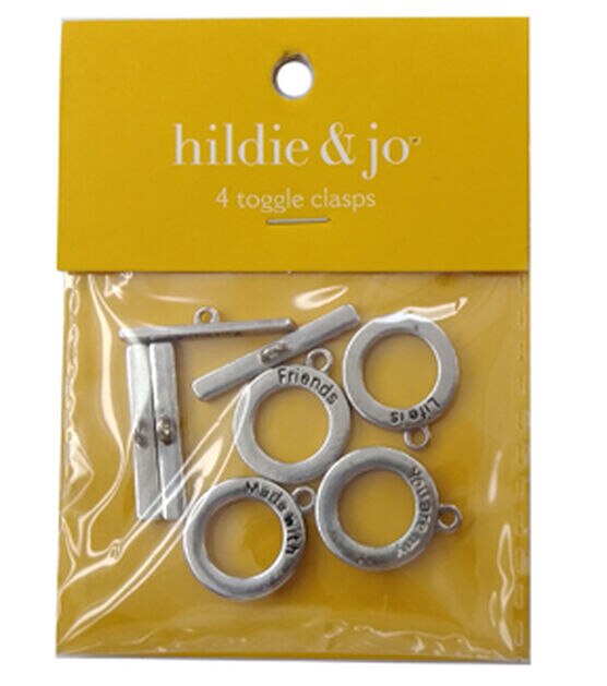 4ct Antique Silver Words Metal Toggle Clasps by hildie & jo