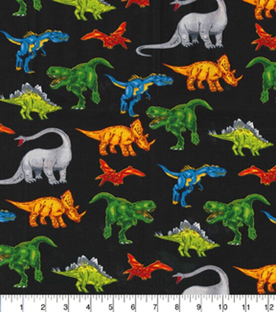 Fabric Traditions Dinosaurs Black Novelty Cotton Fabric, , hi-res, image 2