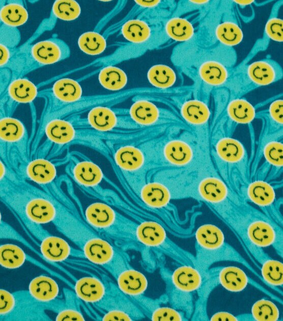 POP! Smile Face Lightweight Fleece Fabric