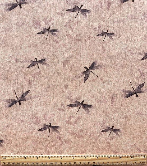 Light Pink Dragonfly Crinkle Rayon Fabric, , hi-res, image 2