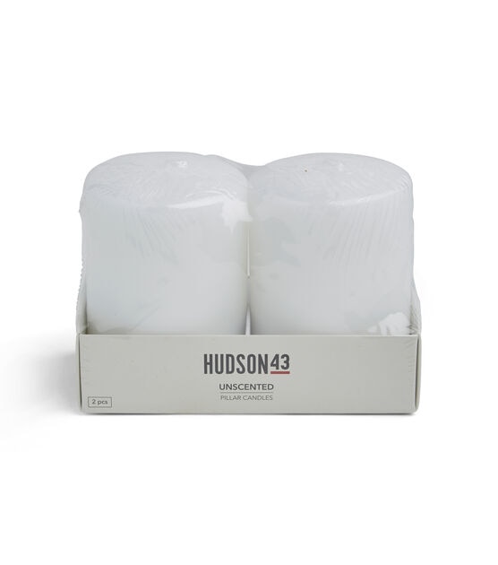 3" x 4" Unscented White Pillar Candles 2pk by Hudson 43