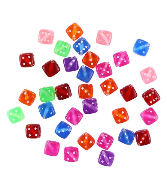 8mm Multicolor Plastic Dice Beads 200pc by hildie & jo