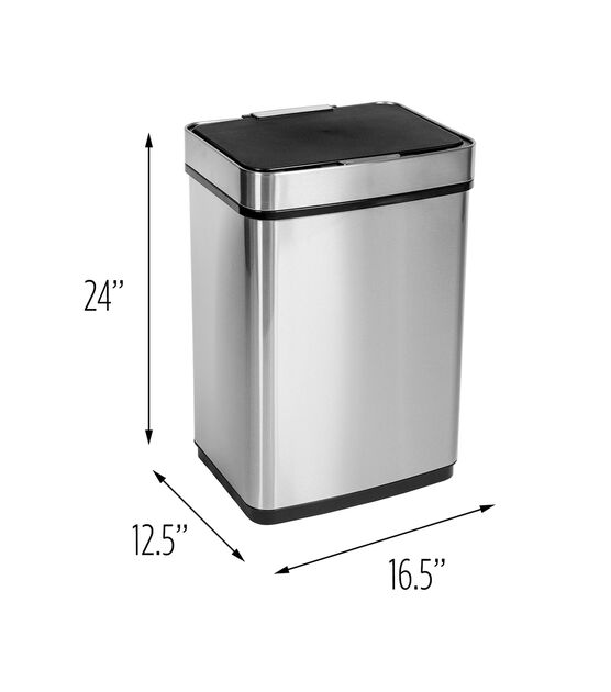 Honey Can Do 24" Silver Stainless Steel 50L Trash Can With Motion Sensor, , hi-res, image 7