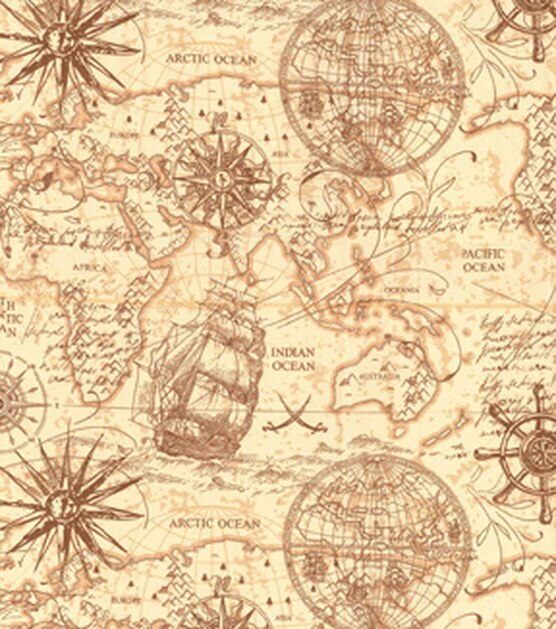 Fabric Traditions Novelty Cotton Fabric Vintage Map