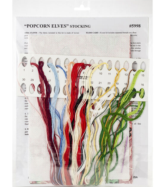Design Works 17" Popcorn Elves Counted Cross Stitch Stocking Kit, , hi-res, image 2