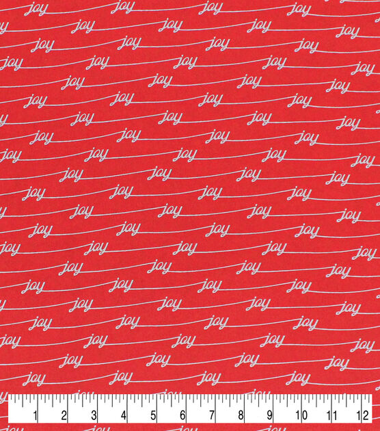 White Joy on Red Christmas Cotton Fabric, , hi-res, image 3