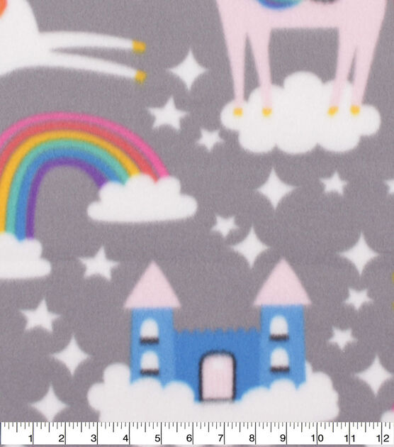 Blizzard Fleece Fabric Rainbow Unicorns & Castles