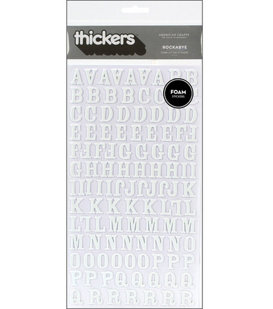 American Crafts Thickers Foam Stickers Rockabye Alpha, White, swatch