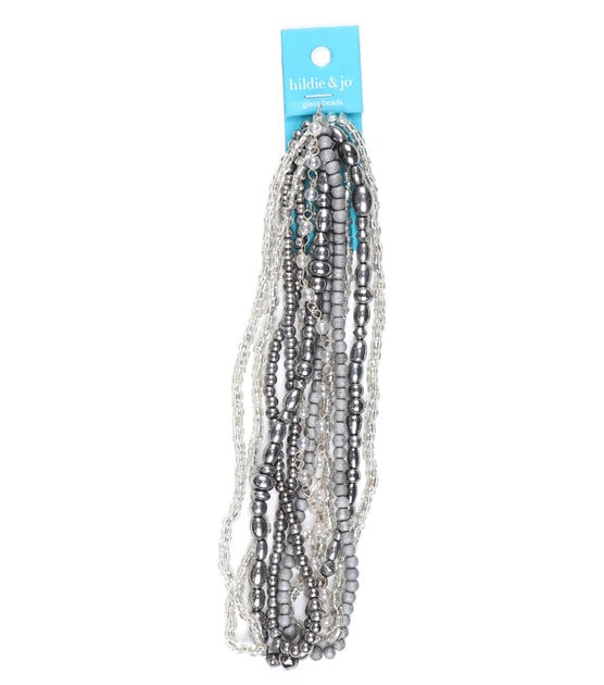 14" Gray Glass Multi Strand Strung Beads by hildie & jo