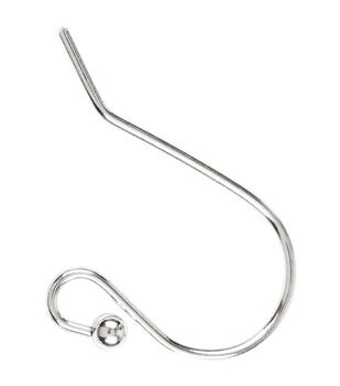 21 mm Stainless Steel Fish Hook Earring Wires 22GA with Ball, Metal Ear  wires - Silver - 20 pc (10 pairs)