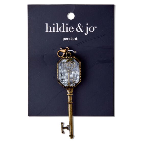 3" x 1" Antique Gold Crystal Key Pendant by hildie & jo