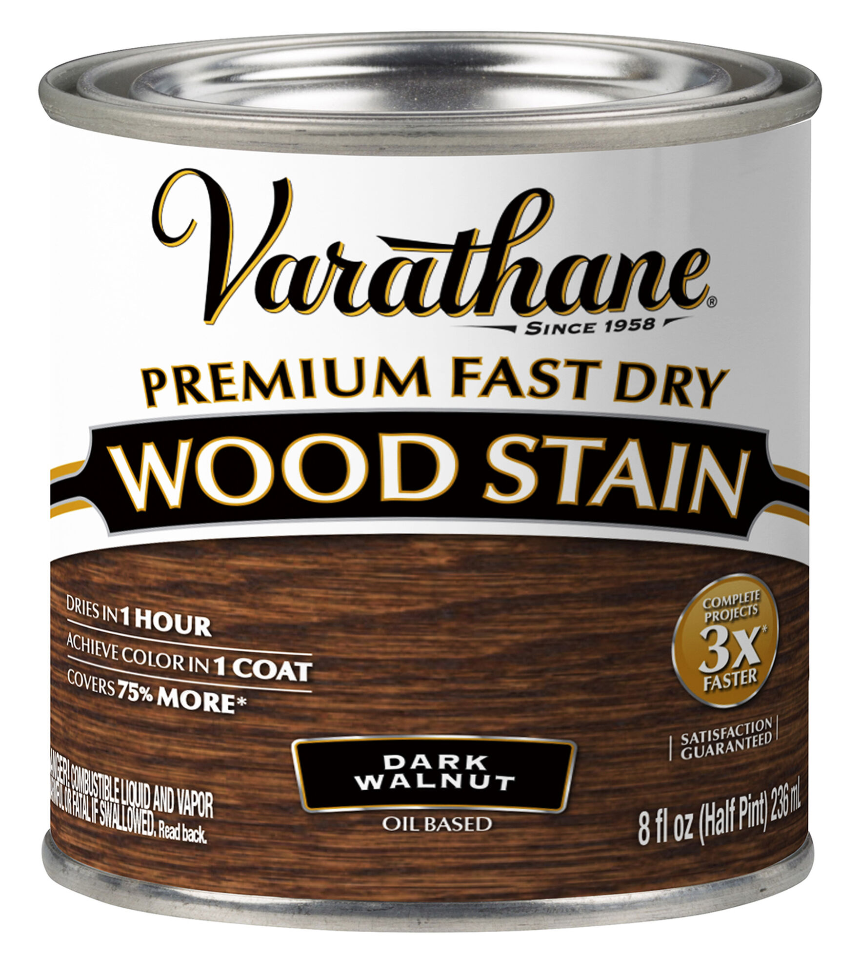 Varathane Half Pint Premium Fast Dry Wood Stain, Dark Walnut, hi-res