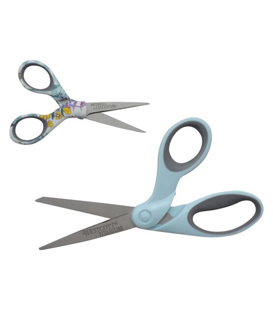 Westcott Titanium Bonded Scissors - Blue & Floral - 2 Pack