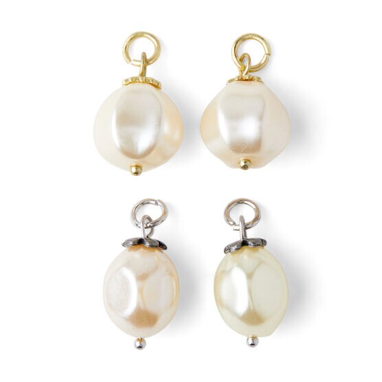8ct Silver & Gold Pearl Charms by hildie & jo, , hi-res, image 2
