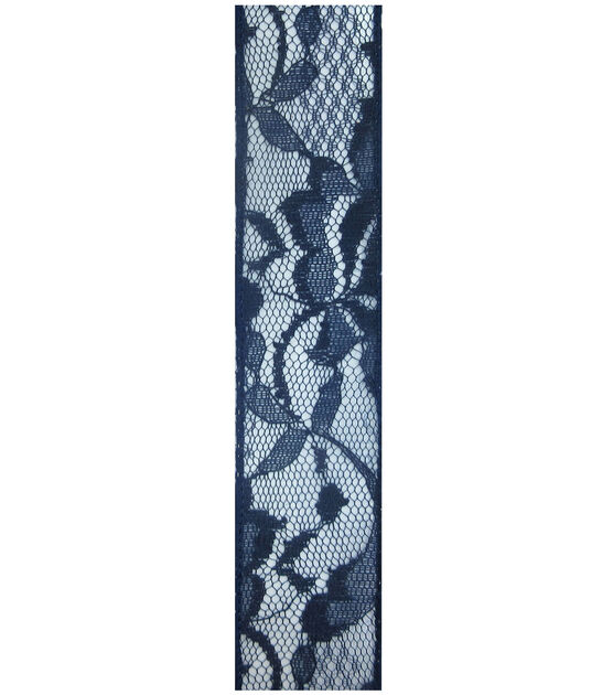 Decorative Ribbon 1.5''x15' Lace Ribbon Navy, , hi-res, image 2