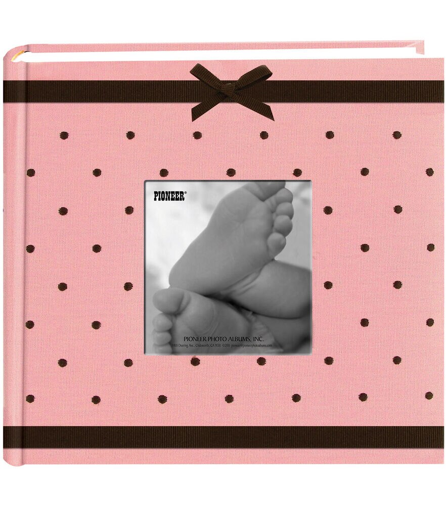 Baby Dot Fabric Frame 2 Up Photo Album, Pink/brown, swatch