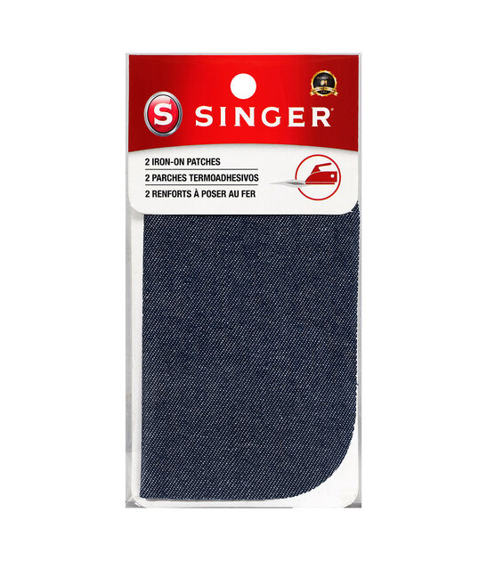 SINGER Fabric Iron-On Denim Patches - 5" x 5", 2 Count