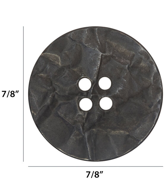 La Mode 7/8" Black Textured Metal 4 Hole Buttons 2pk, , hi-res, image 4