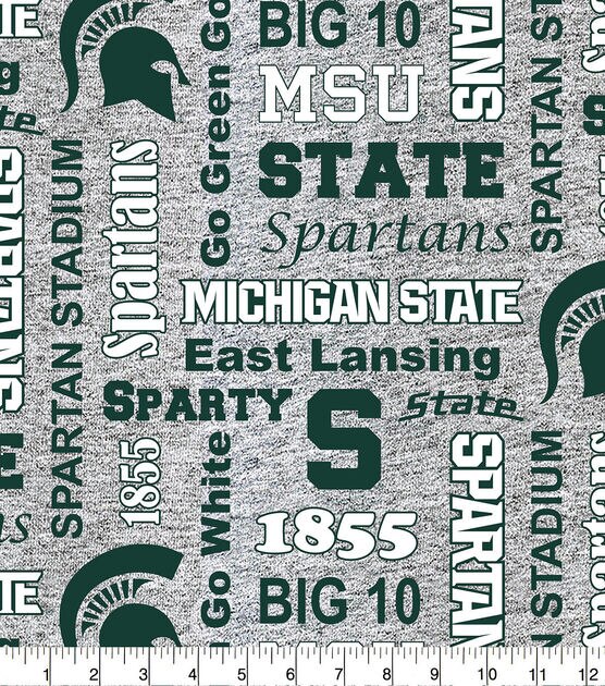 Michigan State Spartans Fleece Fabric Heather Verbiage