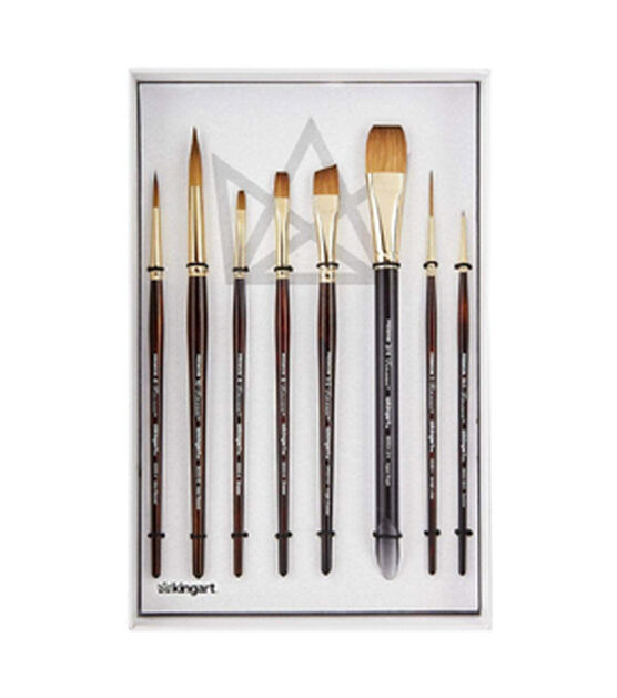 KINGART Finesse Kolinsky Sable Synthetic Blend Brushes Set of 8
