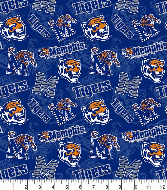 University of Memphis Tigers Cotton Fabric Tone on Tone