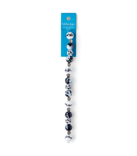 12mm Black & White Circle Ceramic Strung Beads by hildie & jo