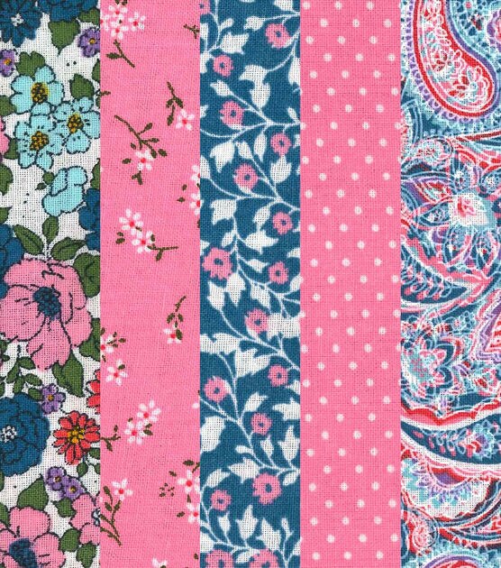 18" x 21" Vintage Floral Cotton Fabric Quarters 5ct by Keepsake Calico, , hi-res, image 4