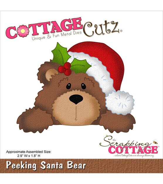 CottageCutz Die Peeking Santa Bear 2.9"X1.8"