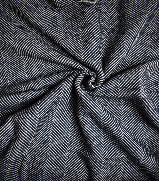 Black & Cream Large Herringbone Heavy Shirting Fabric, , hi-res, image 1