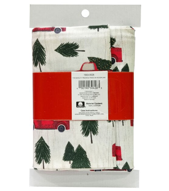 1yd Precut Trucks & Trees Christmas Cotton Fabric by Place & Time, , hi-res, image 2