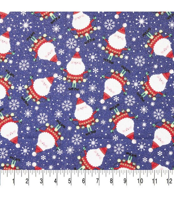 Glitter Santa With Ornaments Christmas Cotton Fabric, , hi-res, image 3