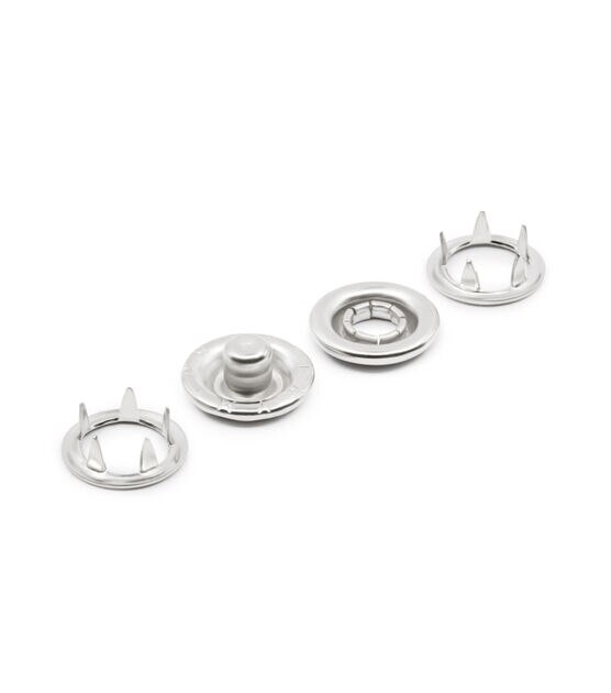 Hello Hobby Open-Ring Metal Snap Fastener Kit, Nickel Plated Brass, 10 Sets and Tool, Size: 7/16 in.