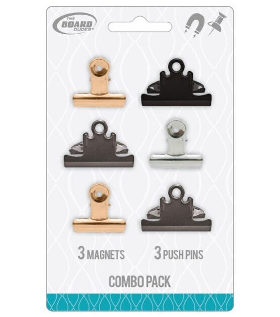 The Board Dudes 6 pk 1.5'' Magnetic Clips & Push Pins