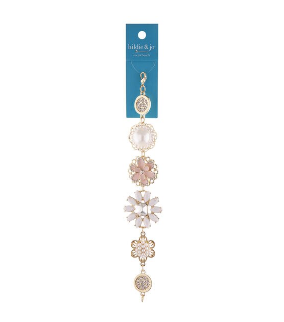 7" Pink Flower Metal Strung Beads by hildie & jo