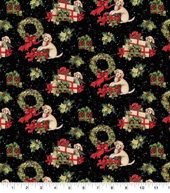 Susan Winget Holly & Gifts Christmas Cotton Fabric, , hi-res, image 1