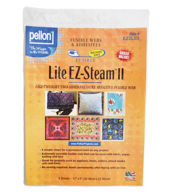 Pellon EZ Steam II 12" x 9" Lite Double Sided Fusible Web Sheets 5pk