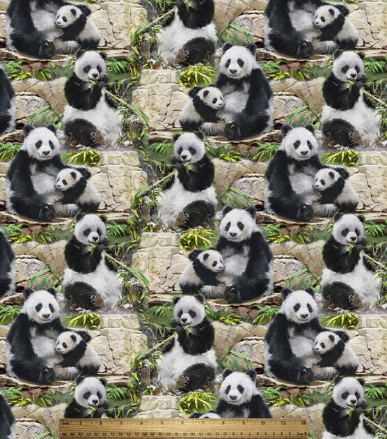 David Textiles Panda Family Novelty Cotton Fabric, , hi-res, image 2