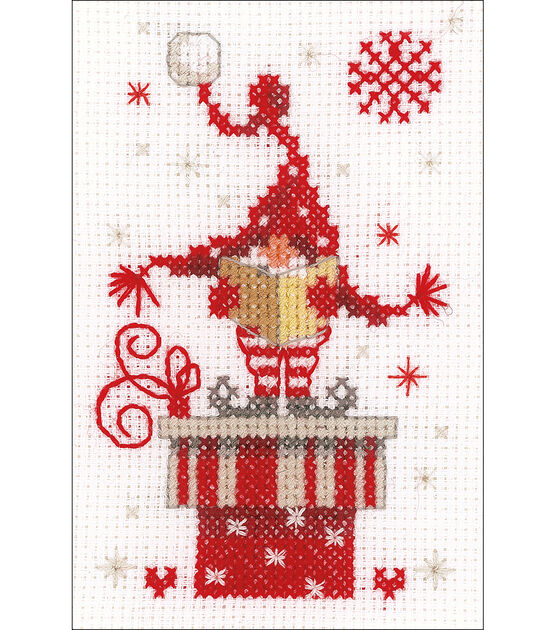 Vervaco 4" x 6" Gnomes Greeting Card Counted Cross Stitch Kit 3ct, , hi-res, image 4