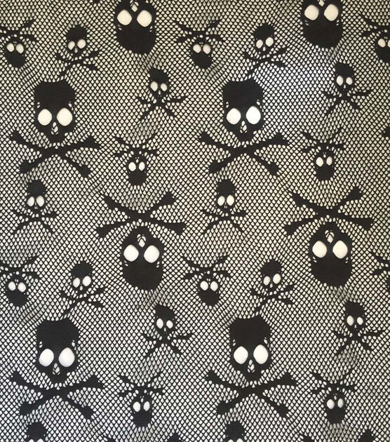 The Witching Hour Fabric Webs & Skulls on Black