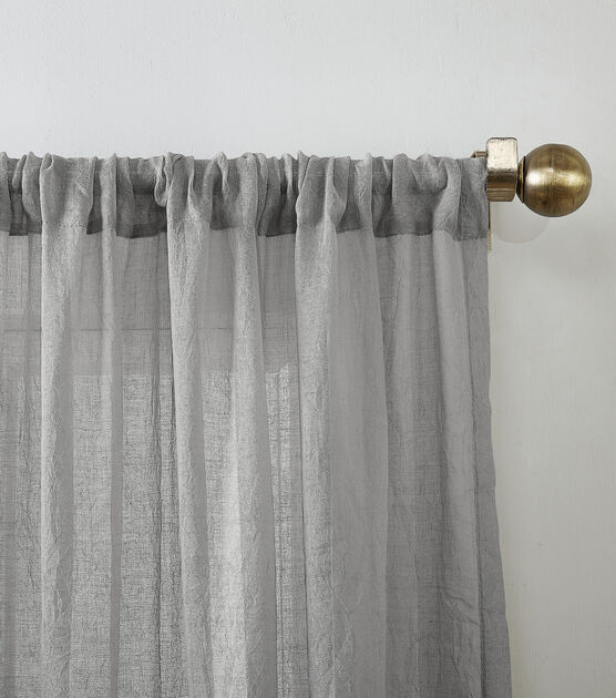 S. Lichtenberg Semi Sheer Grey Rod Pocket Curtain Panel 50" X 95", , hi-res, image 2