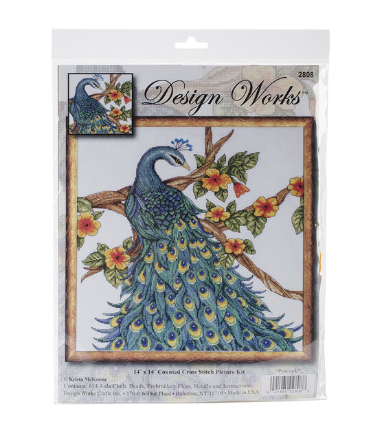 Design Works 14" Peacock Counted Cross Stitch Kit