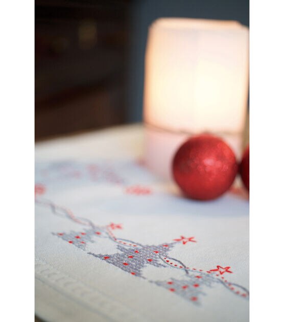 Vervaco 16" x 40" Christmas Trees Table Runner Stamped Cross Stitch Kit, , hi-res, image 2