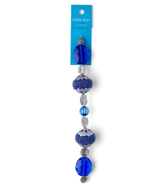 7" Sparkle Blue Strung Beads by hildie & jo