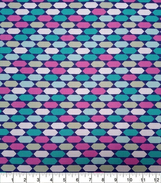 Aqua & Pink Diamonds Quilt Cotton Fabric by Quilter's Showcase