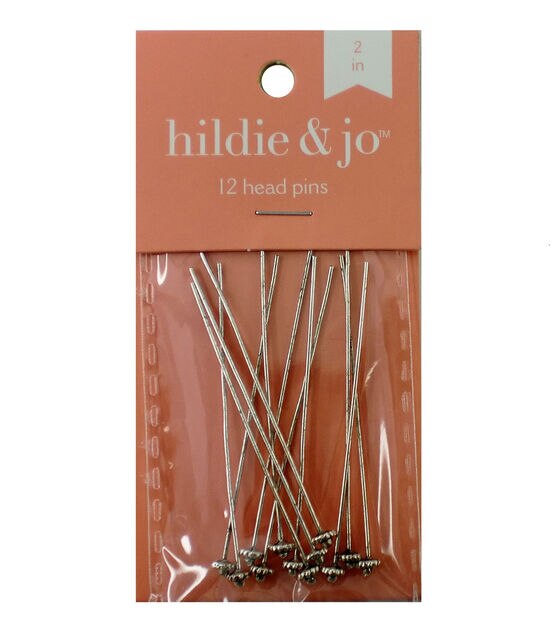 2" Antique Silver Metal Decorative Head Pins 12pk by hildie & jo