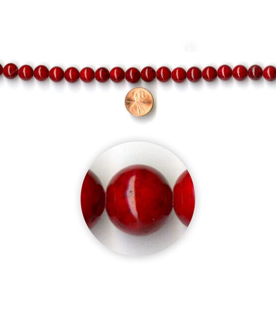 7" Red Round Glass Strung Beads by hildie & jo