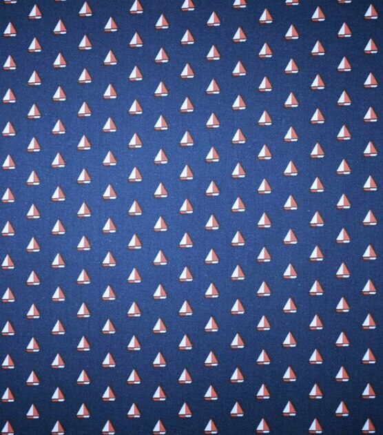Mini Nautical Boats on Navy Quilt Cotton Fabric by Quilter's Showcase